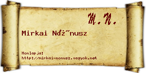 Mirkai Nónusz névjegykártya